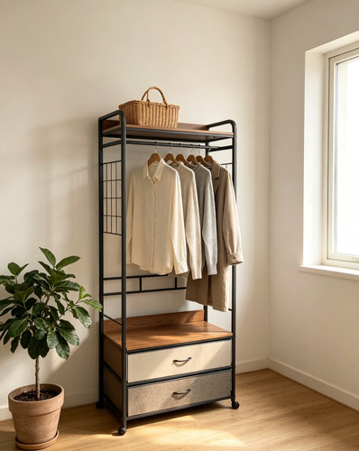 Rolling garment rack - garment, clothes